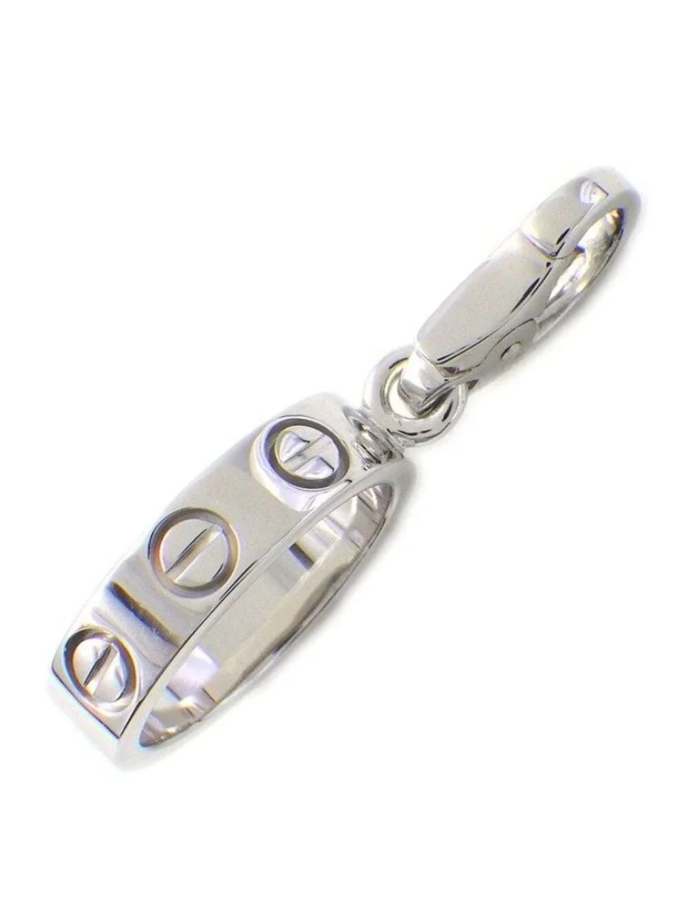 Cartier Charm Pendant Love Oval Round Circle 18k White Gold